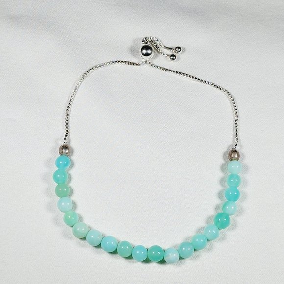 Minimalist enhanced Blue/Green Opal bolo bracelet for kids/adults adj 13.70ct - Picture 3 of 4